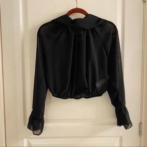 Mesh cropped blouse (black lace)